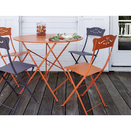 Table pliante Bistro métal vert gris / Ø 77cm - Trou pour parasol - Fermob