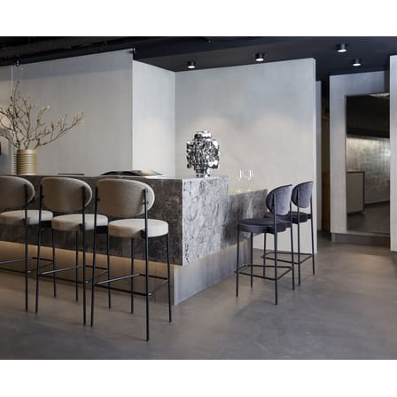 Chaise de bar rembourrée Series 430 tissu gris / H 65 cm - Verner Panton, 1967 - Verpan