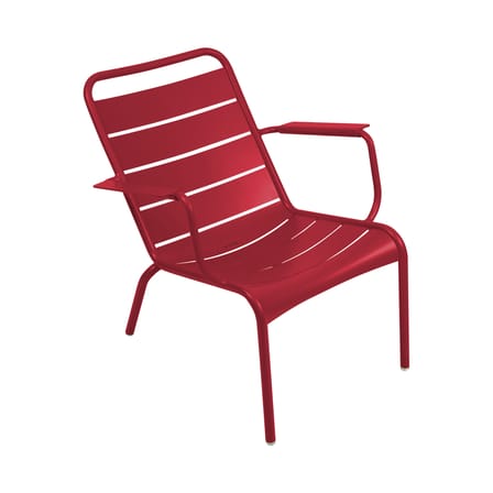 Fauteuil bas Luxembourg métal rouge / Dossier incliné - Fermob