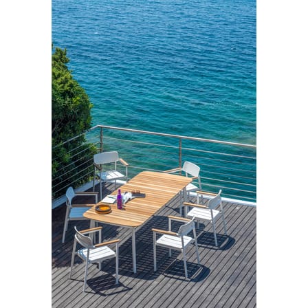 Fauteuil empilable Shine métal marron / accoudoirs bois - Emu
