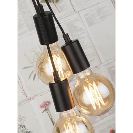 Lampada a stelo Oslo metallo pietra nero / 3 lampadine - H 190 cm - It's about Romi