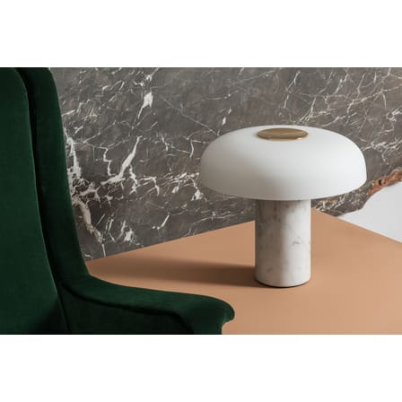 Lampada da tavolo Tropico Media LED vetro pietra bianco / LED - H 32 cm / Vetro & marmo - Fontana Arte