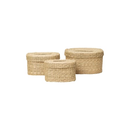 Schachtel Gaby faser braun / 3er-Set – oval / L 30 cm - BROSTE COPENHAGEN