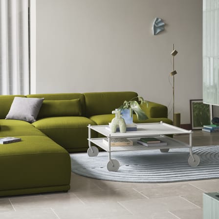 Table basse Flow métal gris / 95 x 95 x H 45 cm - Roulettes - Muuto