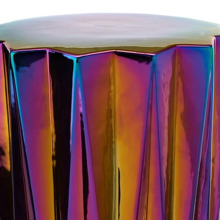 Table d'appoint Oily Folds céramique multicolore / Céramique iridescente - Ø32 x H45 cm - POLSPOTTEN