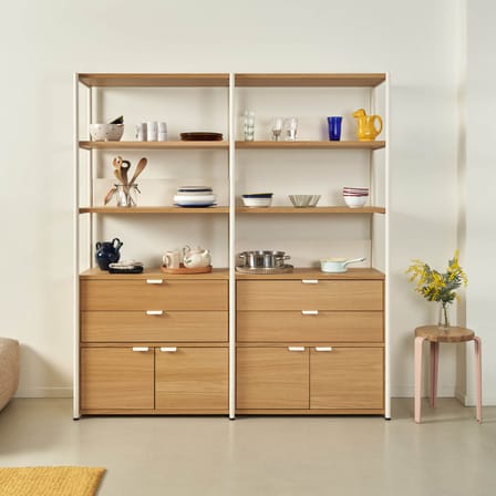 Vaisselier UNIT 5 métal noir / H 180 x L 164 cm - 4 portes + 4 tiroirs - TIPTOE