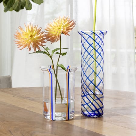 Vase Yogu Spiral verre bleu / Ø 11 x H 42 cm - & klevering