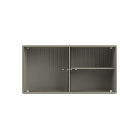 Rangement mural Ripple I bois gris / Vitrine - L 69,6 x P 20 x H 35,4 cm / Verre ondulé - MONTANA