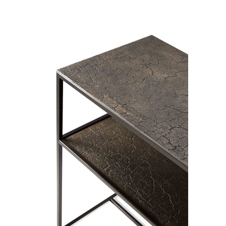 Console Pentagon métal noir / 150 x 40 cm x H 75 cm - Plateaux sculptés main - Ethnicraft
