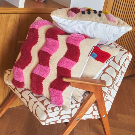 Coussin Wavy / 45 x 45 cm - Laine recyclée tissée main - COLORTHERAPIS