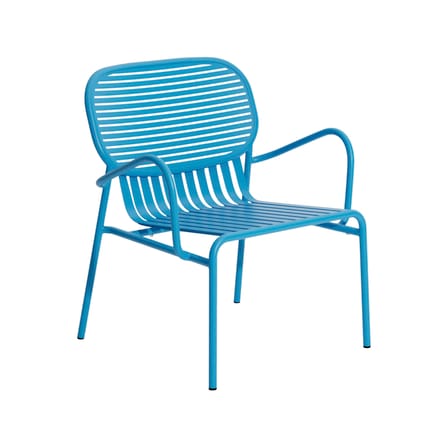 Fauteuil bas empilable Week-end métal bleu / Aluminium - Petite Friture