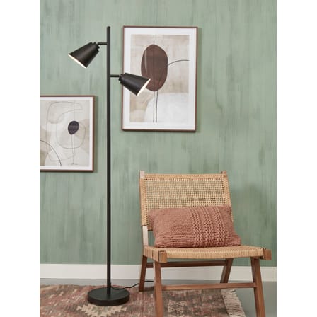 Lampadaire Bremen métal noir / 2 spots orientables - H 162 cm - It's about Romi