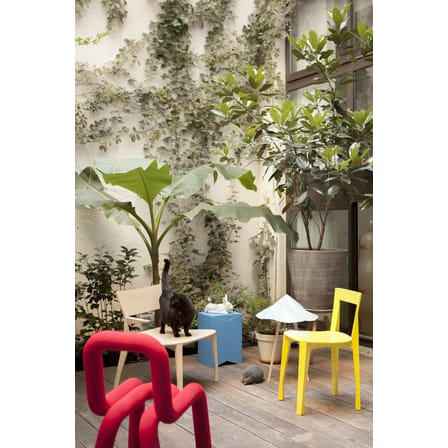 Bold Padded chair textile red Fabric - Moustache