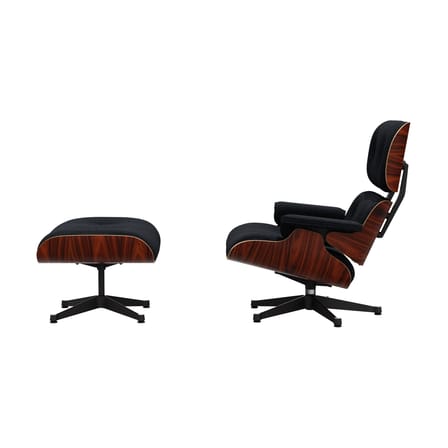 Set fauteuil & repose-pieds Lounge Chair & Ottoman tissu noir / Eames (1956) - Vitra