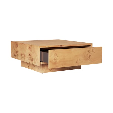 Table basse Burl bois naturel / 70 x 70 x H 30 cm - Tiroir - Ferm Living