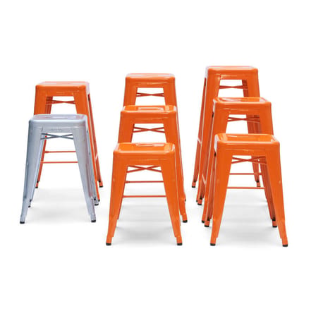 Tabouret empilable H Indoor métal / H 45 cm - Acier brut - Pour l'intérieur - Tolix