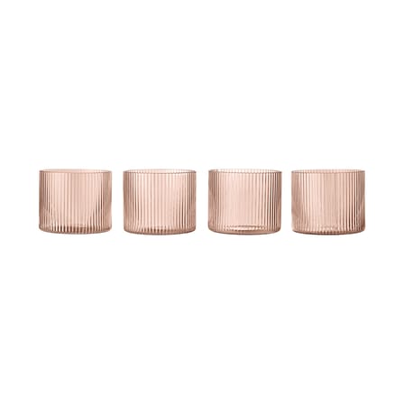 Set de 4 verres Ripple Low verre rose  / Ø 7.6 x H 6.1 cm (20 cl) - Ferm Living
