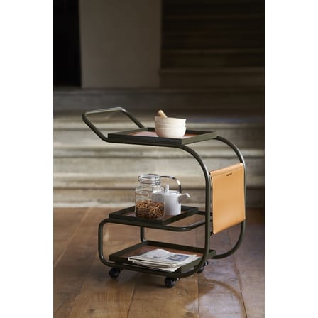Desserte Zenzero métal cuir marron vert / cuir recyclé - Opinion Ciatti