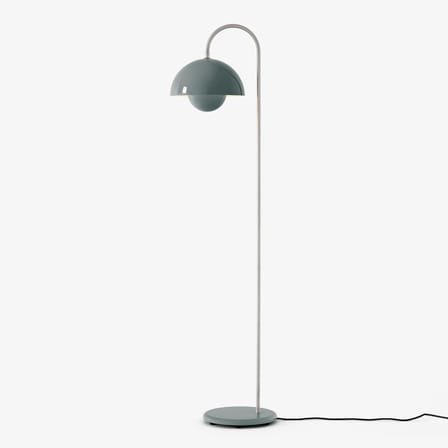 Lampadaire Flowerpot VP12 métal bleu pierre / Verner Panton, 1969 - &tradition