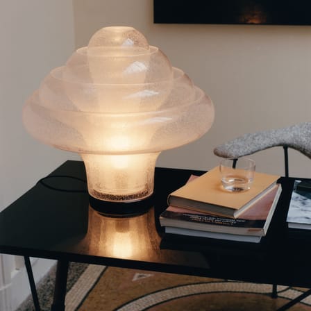 Lampe de table Lotus verre transparent / Réédition 1969 - Gubi