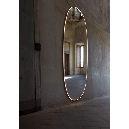 Miroir lumineux La Plus Belle argent métal LED / By Starck - H 205 cm - Flos
