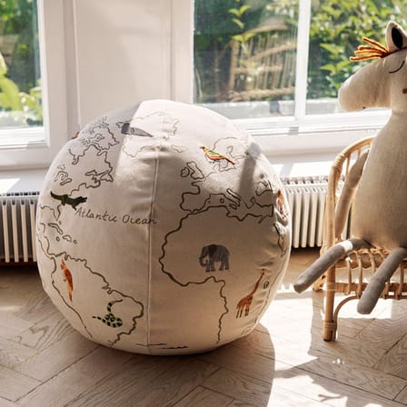 Pouf enfant The World tissu blanc / Ø 50 cm - Ferm Living