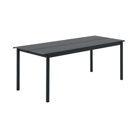 Linear Rectangular table metal black / Steel - 200 x 75 cm - Muuto