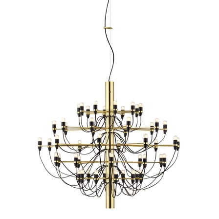 Suspension 2097 or métal / 50 ampoules dépolies INCLUSES - Ø 100 cm/ Gino Sarfatti, 1958 - Flos