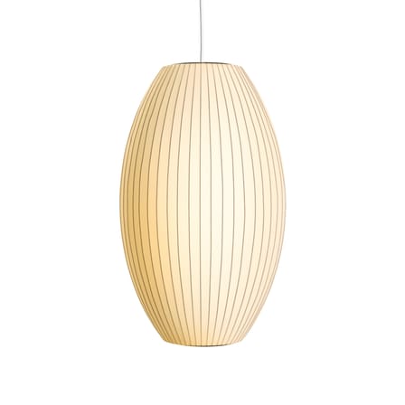 Suspension Bubble Cigar tissu blanc / Medium- Motifs verticaux / George Nelson, 1947 - Hay