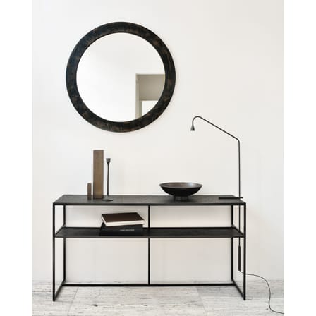 Console Pentagon métal noir / 150 x 40 cm x H 75 cm - Plateaux sculptés main - Ethnicraft