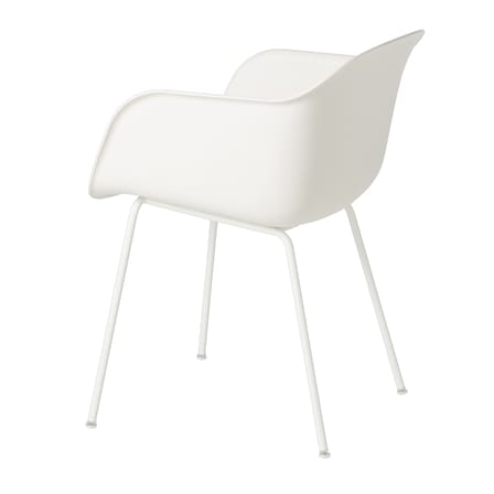 Fauteuil Fiber plastique blanc / Pieds métal - Plastique recyclé - Muuto