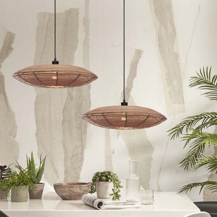 Tanami Pendant cane & fibres wood beige / Rattan / Ø 55 x H 14 cm - GOOD&MOJO