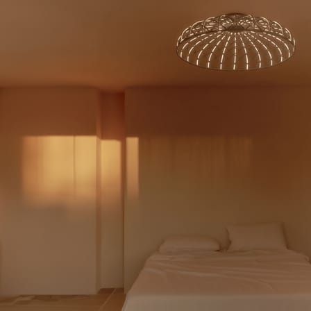 Plafonnier Skynest C LED tissu rouge / Ø 90,4 cm - Tissu polyester récyclé - Flos