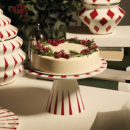 Plat à gâteau Delight céramique rouge / Décoré à la main - Ø 22 cm - Alessi