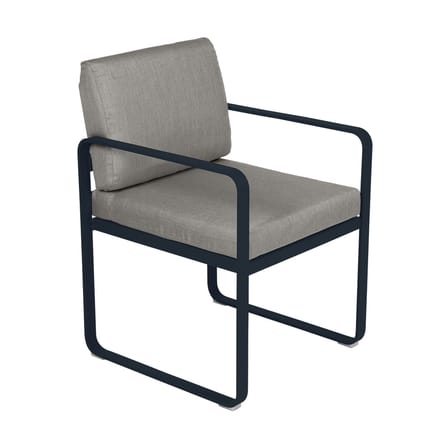 Sedia da pranzo imbottita Bellevie metallo tessuto beige / Tessuto tortora grigio - Fermob