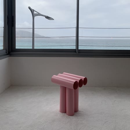 Sgabello Septem metallo rosa / Telaio in alluminio - Axel Chay