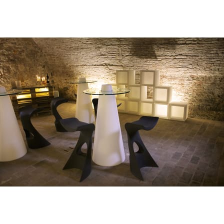 Tavolo bar alto luminoso Peak vetro materiale plastico bianco / Ø 80 x H 120 cm - Slide