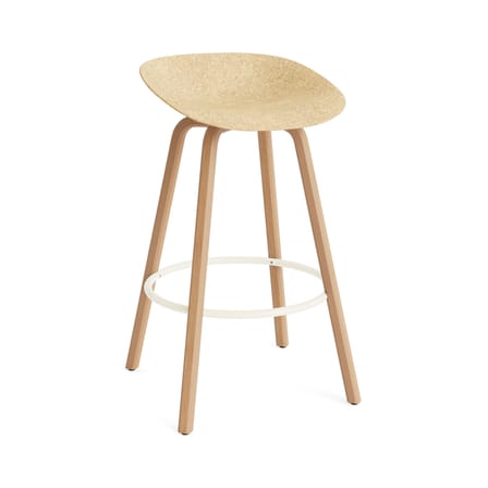 Mat Bar stool cane & fibres beige / H 75 cm - Hemp / Beechwood Base, legs - Normann Copenhagen