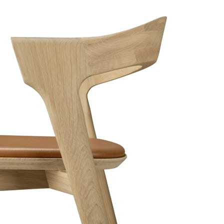 Chaise de bar Bok bois naturel / H 66 cm - Assise cuir - Ethnicraft