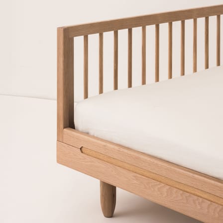Letto 1 persona Pure legno naturale / Panca - 92 x 207 cm - 3 Montanti con barre - NOBODINOZ
