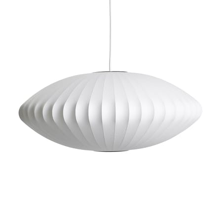 Suspension Bubble Saucer tissu blanc / Medium - Motifs verticaux / George Nelson, 1947 - Hay