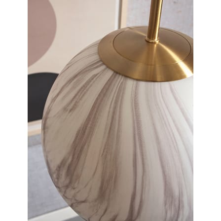 Suspension Carrara verre blanc or / Ø 28 cm - Verre effet marbre / Seconde vie - It's about Romi