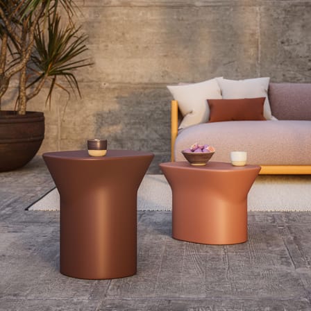Table d'appoint Egadi / 33 x 50 cm x H 33 cm, ciment émaillé - Unopiu