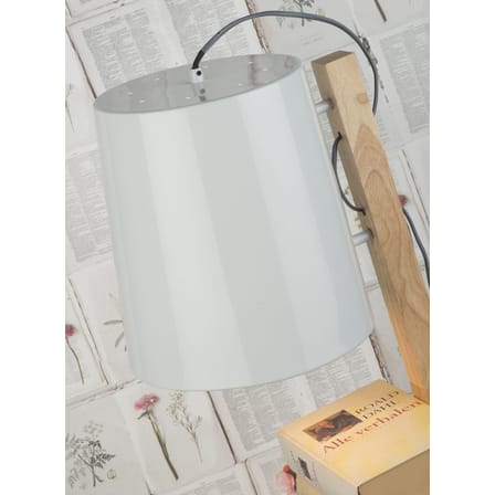 Lampadaire Cambridge métal blanc bois naturel / 3 étagères - H 168 cm - It's about Romi