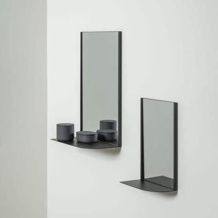 Miroir mural Cover Up Large métal noir / Tablette - L 30.8 x H 45 cm - Serax