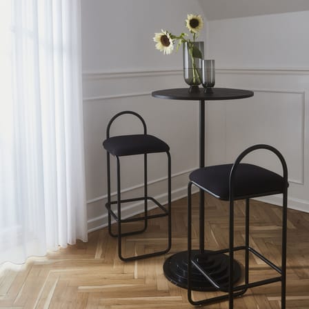 Tabouret de bar rembourré Angui Large tissu gris / H 75 cm - Tissu polyester recyclé - AYTM