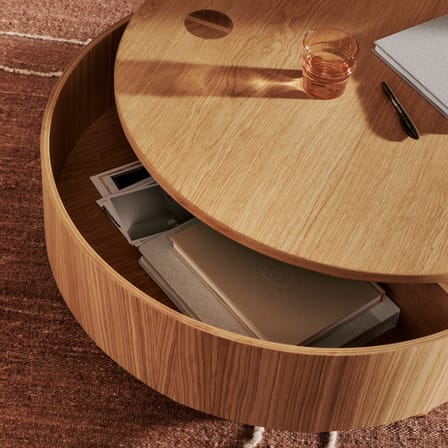 Tavolino Olles legno naturale / Baule - Ø 80 x H 30 cm - Ferm Living