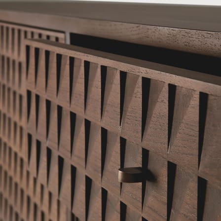 Buffet Sono bois marron / L 228 x H 87 cm - Sculpté main - Ethnicraft