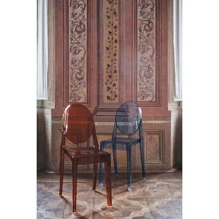 Chaise empilable Victoria Ghost plastique orange / Polycarbonate 2.0 - Philippe Starck, 2005 - Kartell
