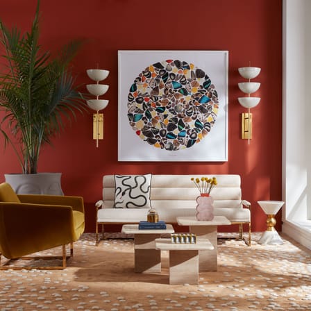 Canapé droit Channeled Goldfinger tissu beige / L 171 cm - Jonathan Adler